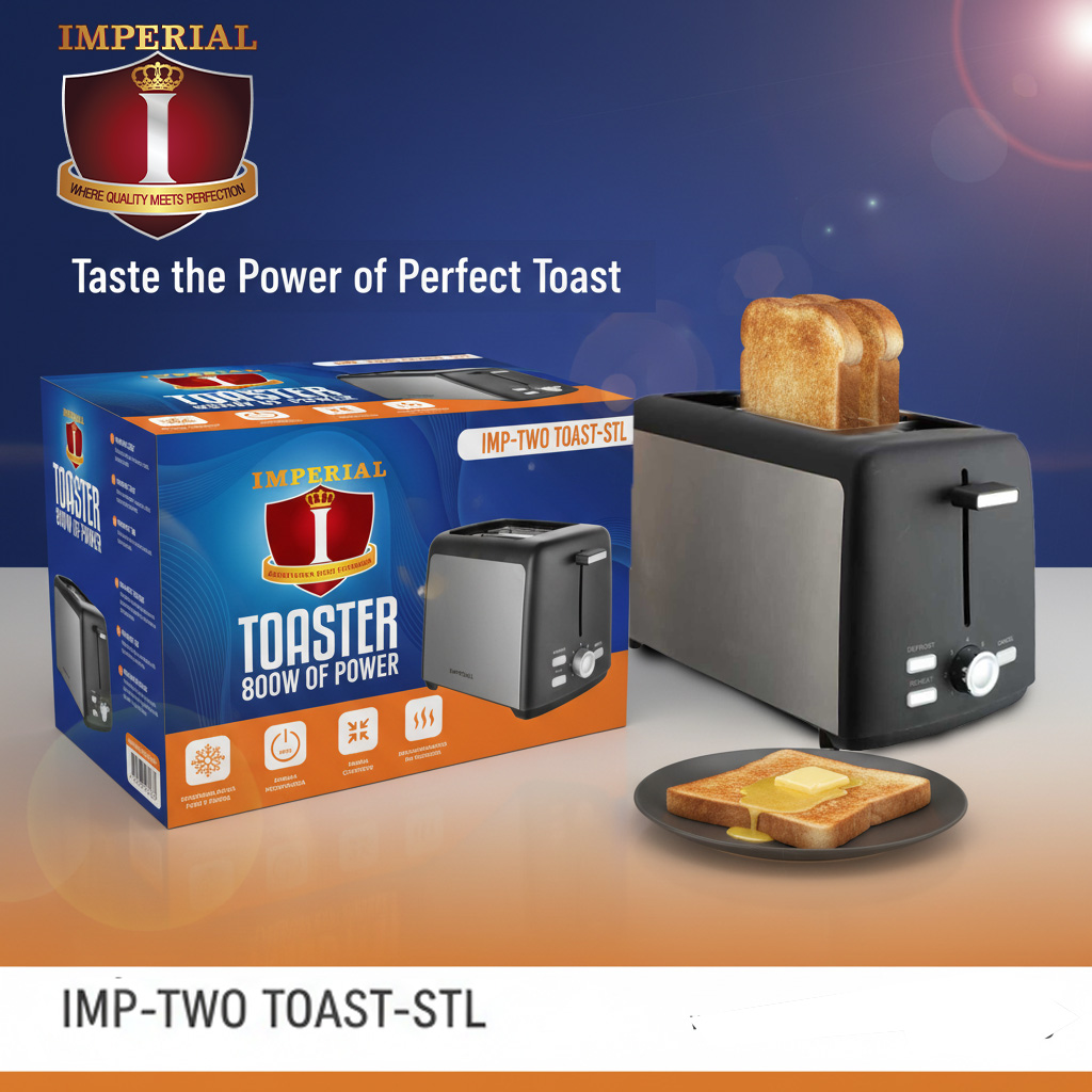 IMPERIAL 2 SLICE EXTRA WIDE TOASTER -- BREAKFAST BUDDY (6)